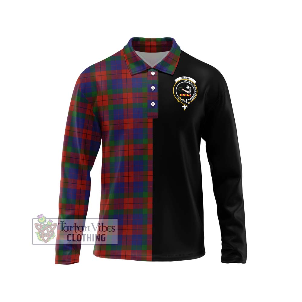 Skene of Cromar Tartan Long Sleeve Polo Shirt with Family Crest and Half Of Me Style Unisex - Tartanvibesclothing Shop