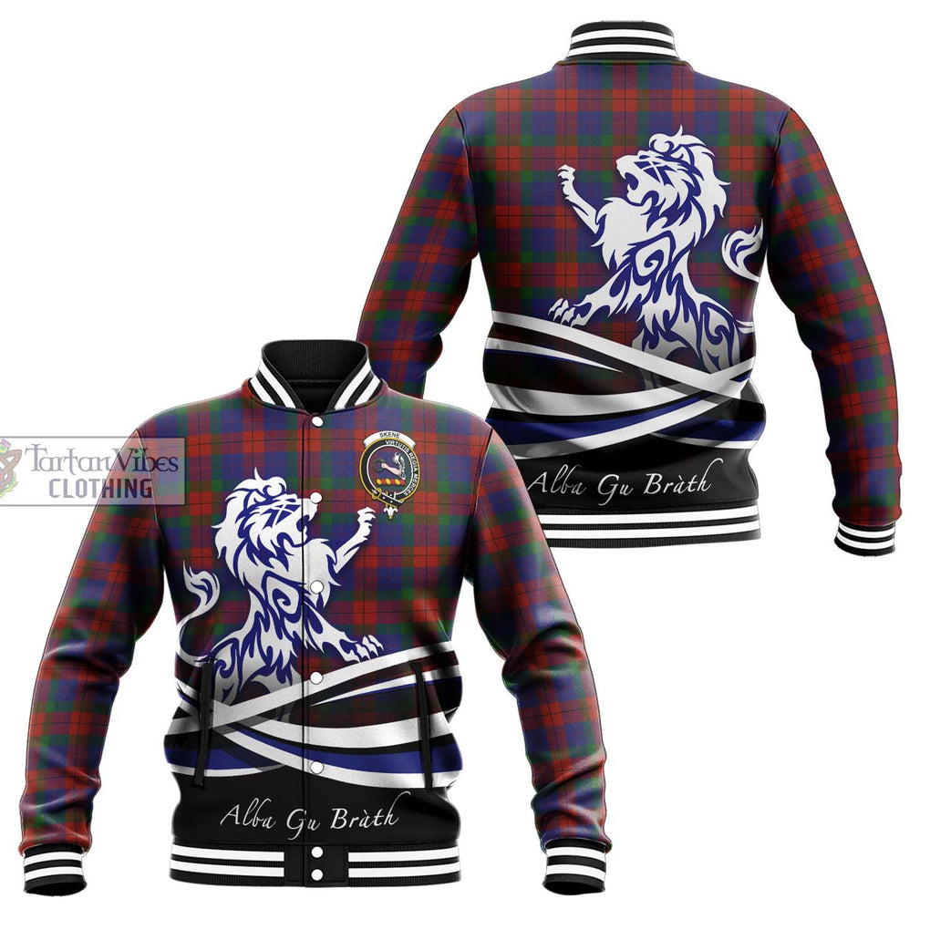 Skene of Cromar Tartan Baseball Jacket with Alba Gu Brath Regal Lion Emblem Unisex - Tartanvibesclothing Shop