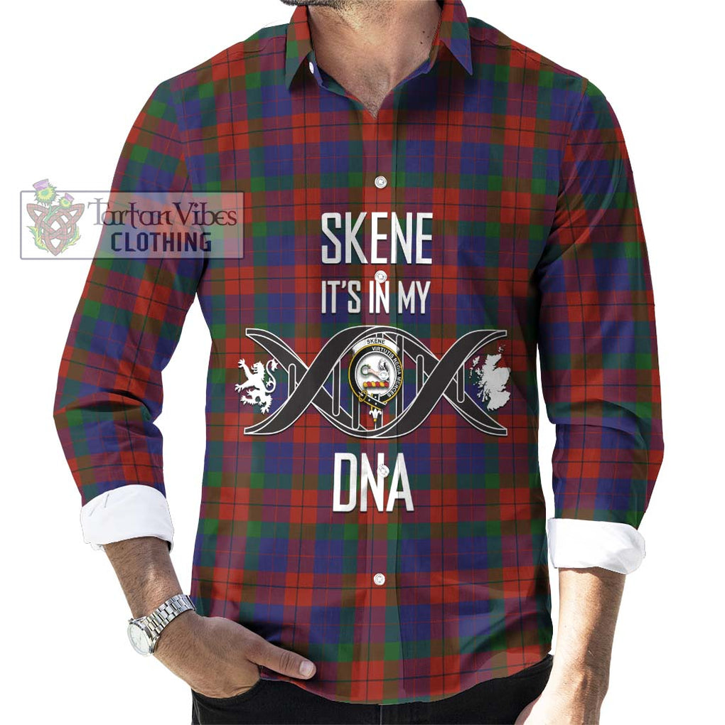 Skene of Cromar Tartan Long Sleeve Button Shirt with Family Crest DNA In Me Style Men's Shirt S - Tartanvibesclothing Shop