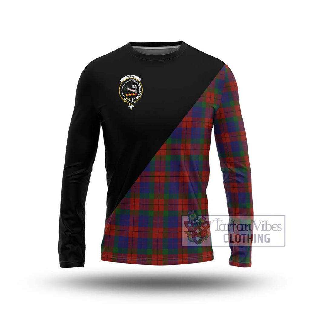 Skene of Cromar Tartan Long Sleeve T-Shirt with Family Crest and Military Logo Style Unisex - Tartanvibesclothing Shop