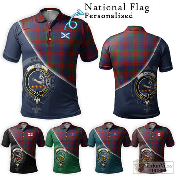 Skene of Cromar Tartan Polo Shirt with Personalised National Flag and Family Crest Half Style