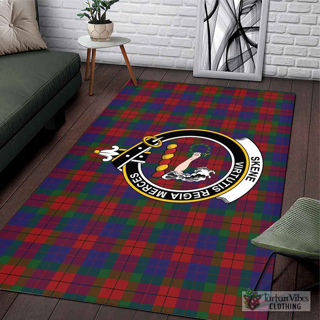 Tartan Vibes Clothing Skene of Cromar Tartan Area Rug with Family Crest