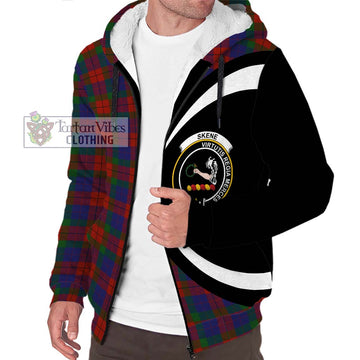 Skene of Cromar Tartan Sherpa Hoodie with Family Crest Circle Style