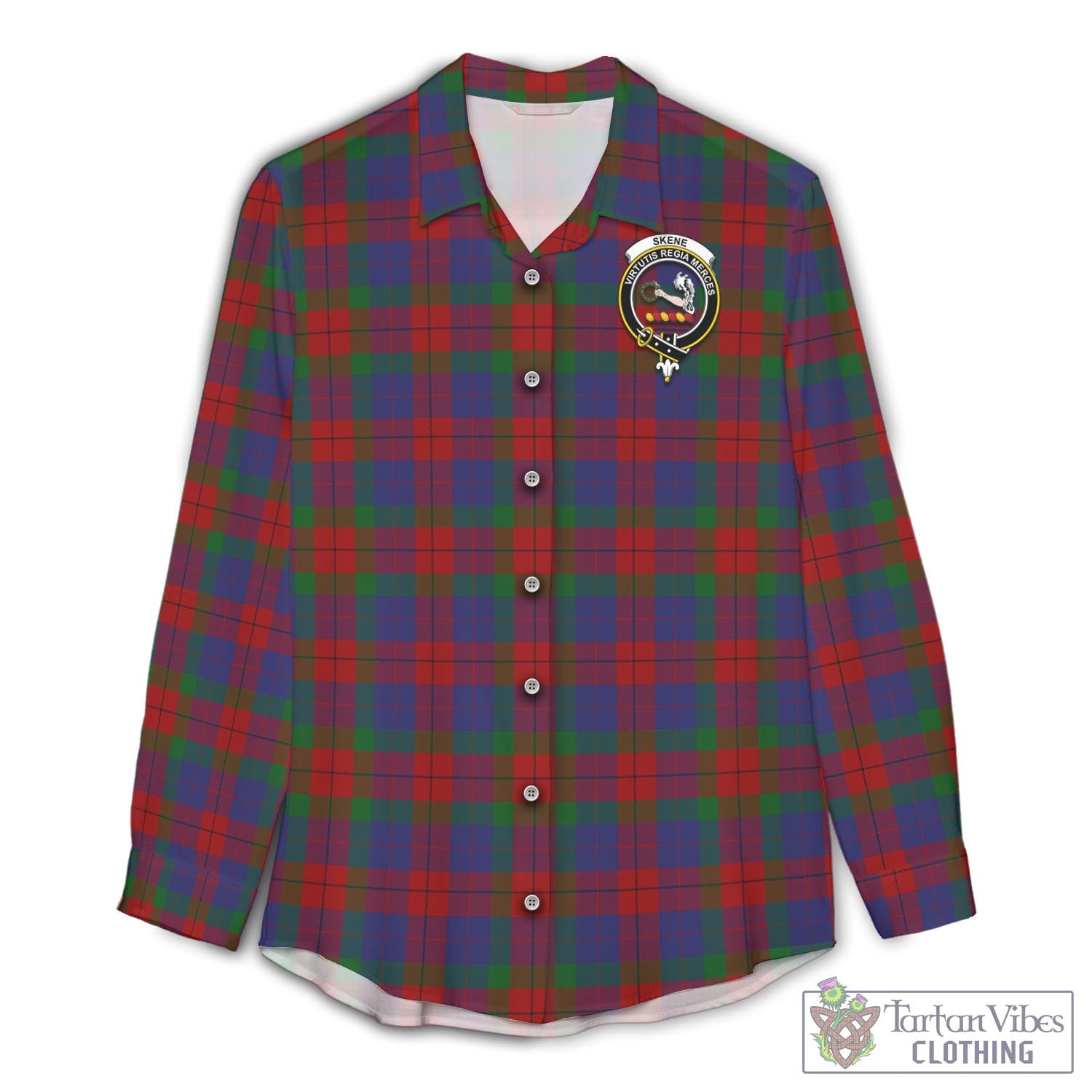 Tartan Vibes Clothing Skene of Cromar Tartan Womens Casual Shirt with Family Crest