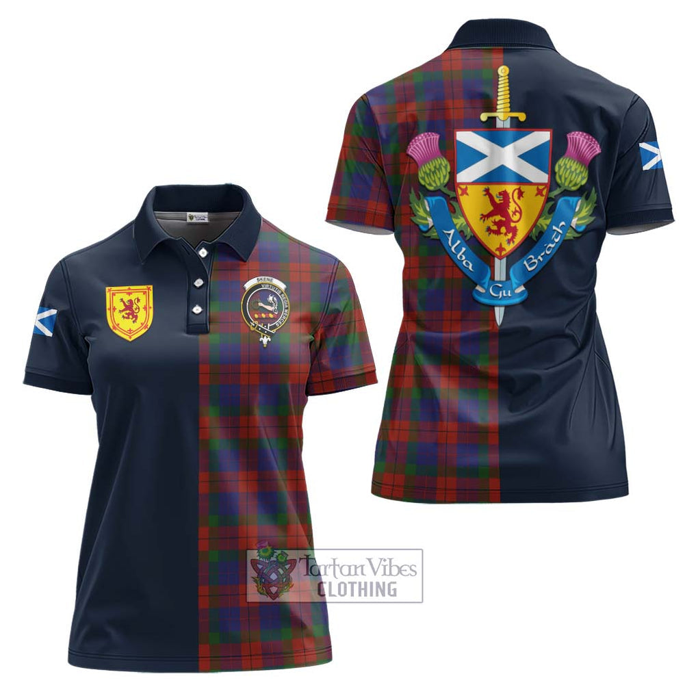 Tartan Vibes Clothing Skene of Cromar Tartan Women's Polo Shirt with Scottish Lion Royal Arm Half Style