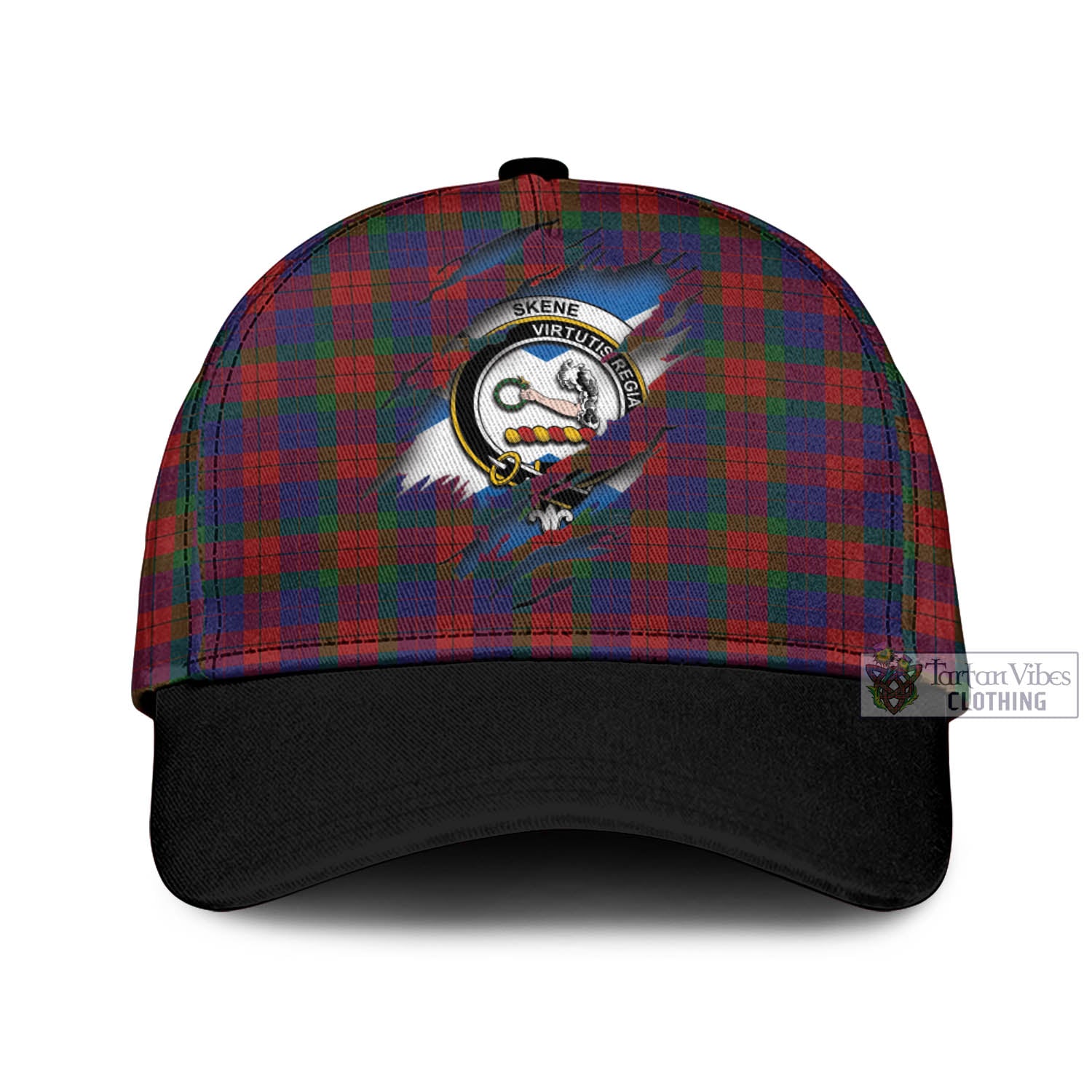 Tartan Vibes Clothing Skene of Cromar Tartan Classic Cap with Family Crest In Me Style