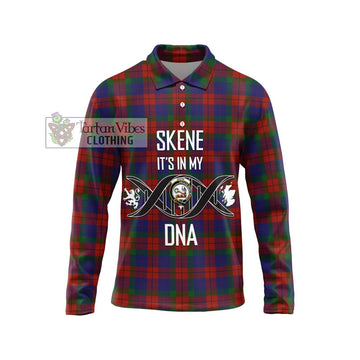 Skene of Cromar Tartan Long Sleeve Polo Shirt with Family Crest DNA In Me Style