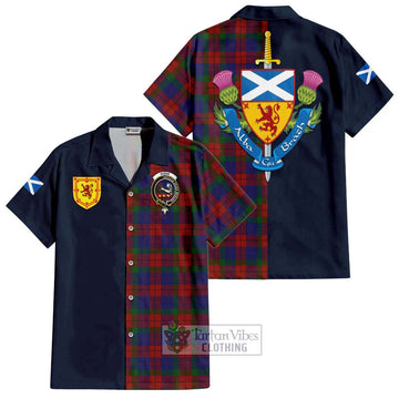 Skene of Cromar Tartan Short Sleeve Button Shirt Alba with Scottish Lion Royal Arm Half Style