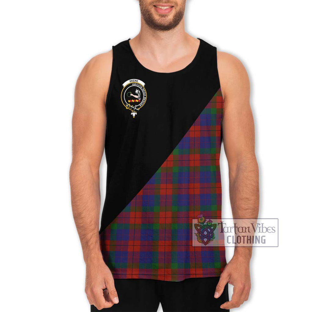 Skene of Cromar Tartan Men's Tank Top with Family Crest and Military Logo Style Men - Tartanvibesclothing Shop