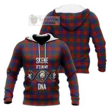 Skene of Cromar Tartan Knitted Hoodie with Family Crest DNA In Me Style