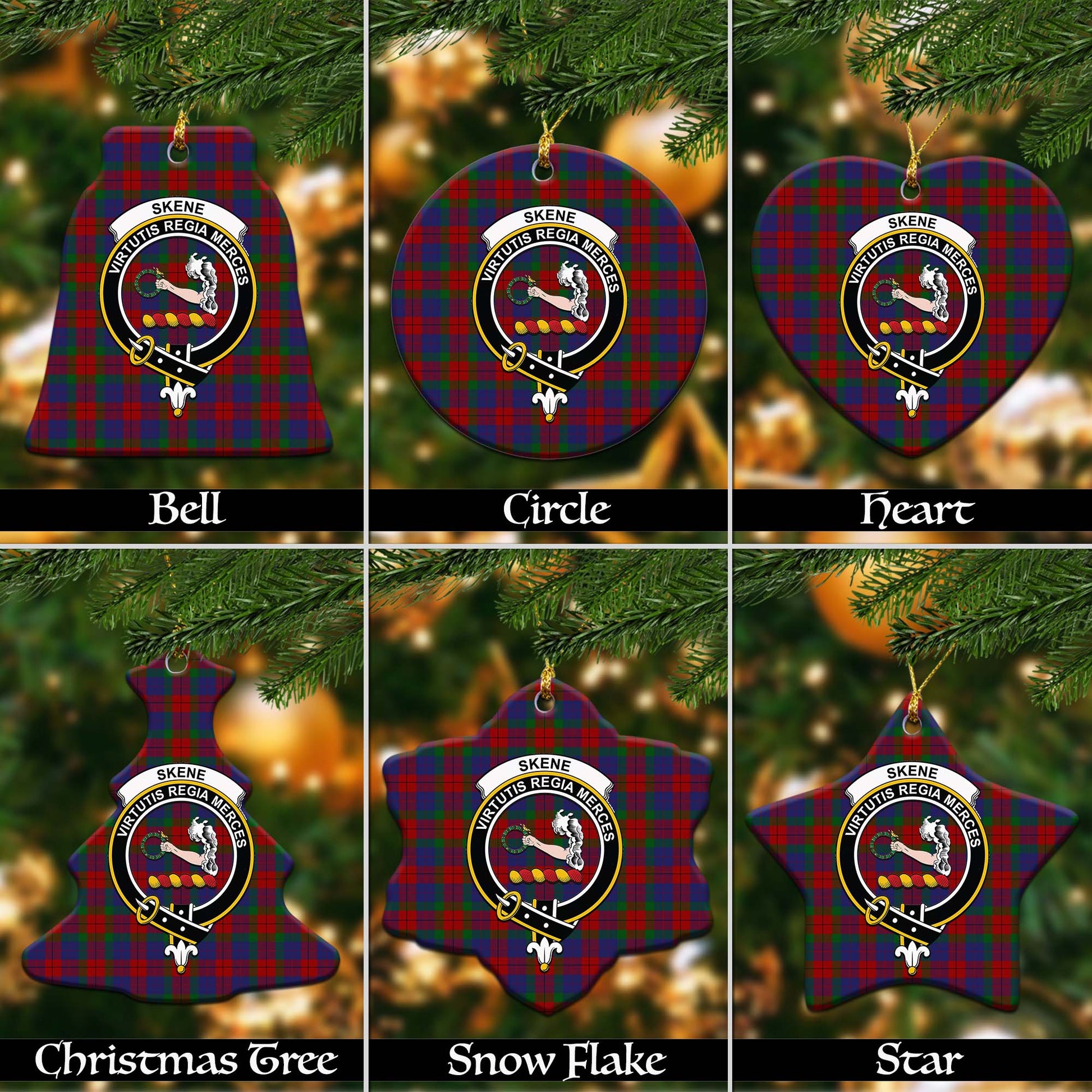 Skene of Cromar Tartan Christmas Ornaments with Family Crest - Tartanvibesclothing