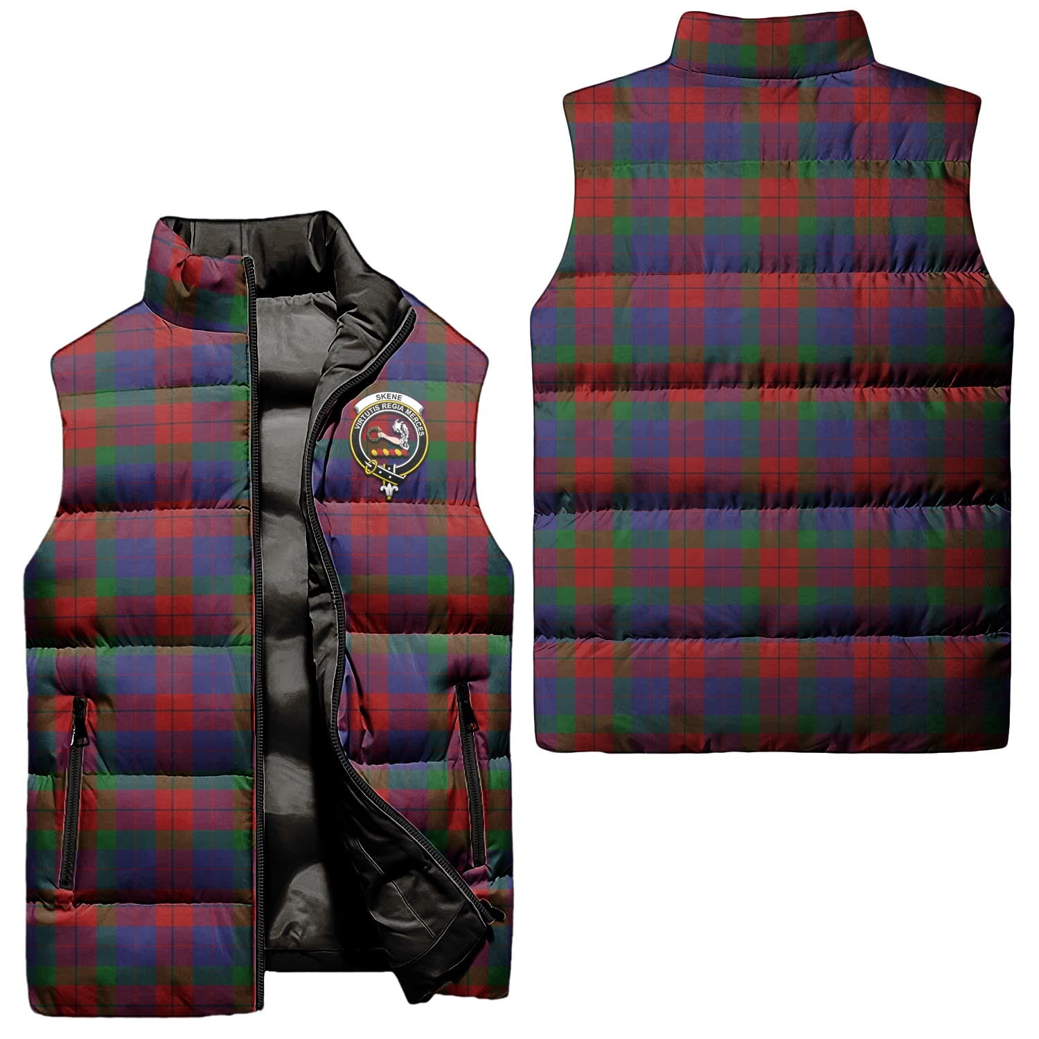 Skene of Cromar Tartan Sleeveless Puffer Jacket with Family Crest Unisex - Tartanvibesclothing