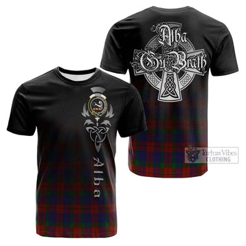 Skene of Cromar Tartan Cotton T-shirt Featuring Alba Gu Brath Family Crest Celtic Inspired