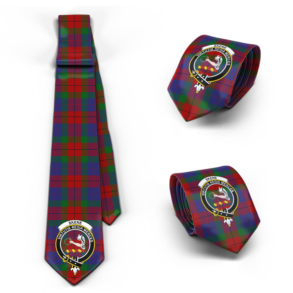 Skene of Cromar Tartan Classic Necktie with Family Crest Necktie One Size - Tartan Vibes Clothing