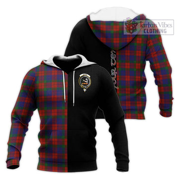 Skene of Cromar Tartan Knitted Hoodie with Family Crest and Half Of Me Style