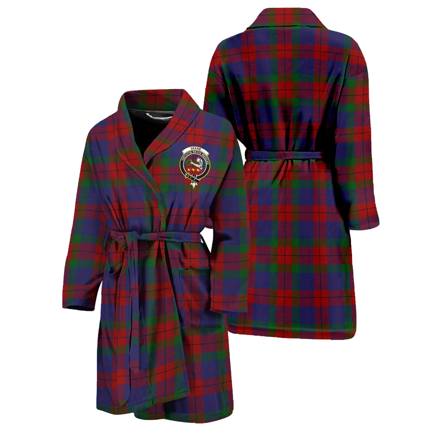 Skene of Cromar Tartan Bathrobe with Family Crest Unisex S - Tartan Vibes Clothing