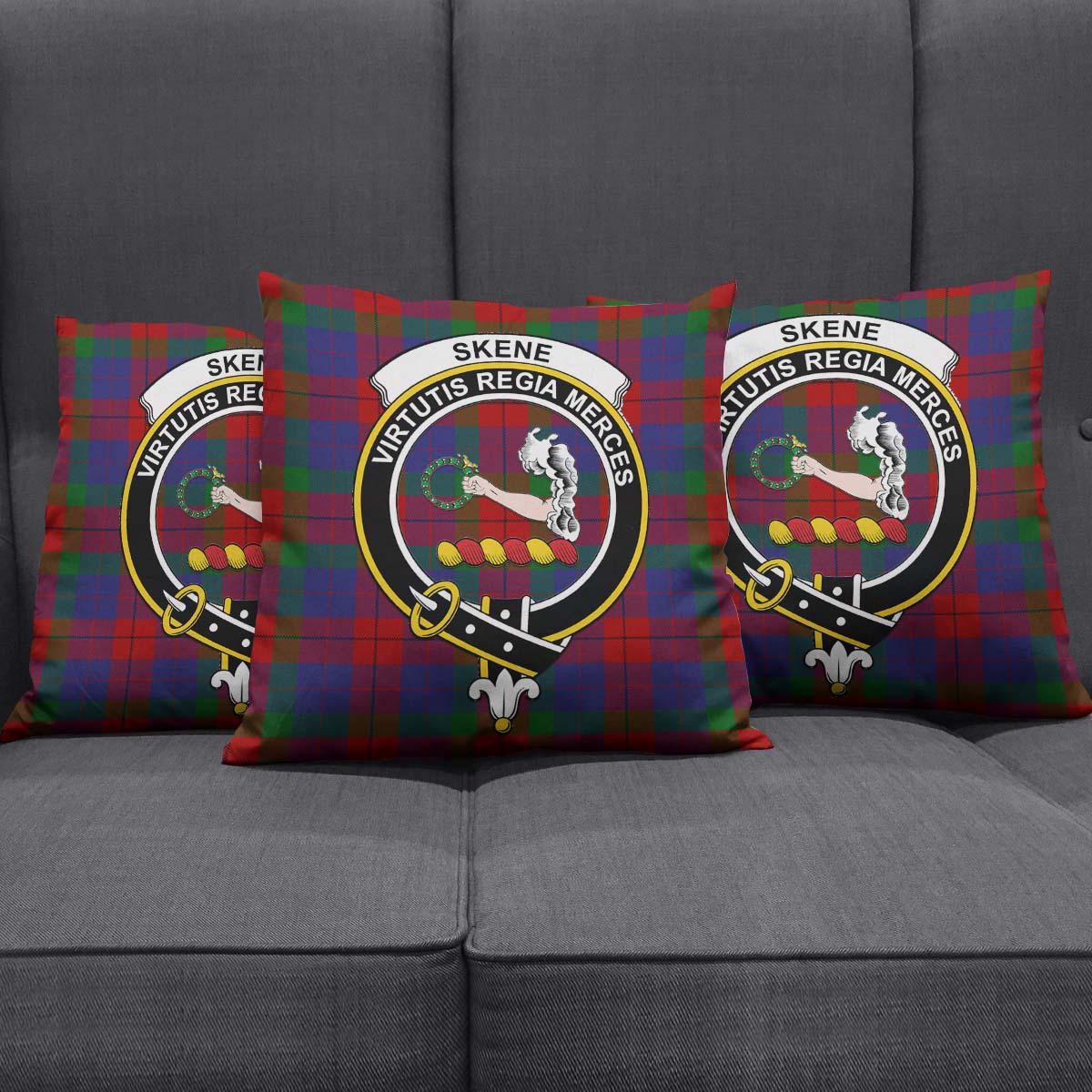 Skene of Cromar Tartan Pillow Cover with Family Crest Square Pillow Cover - Tartanvibesclothing