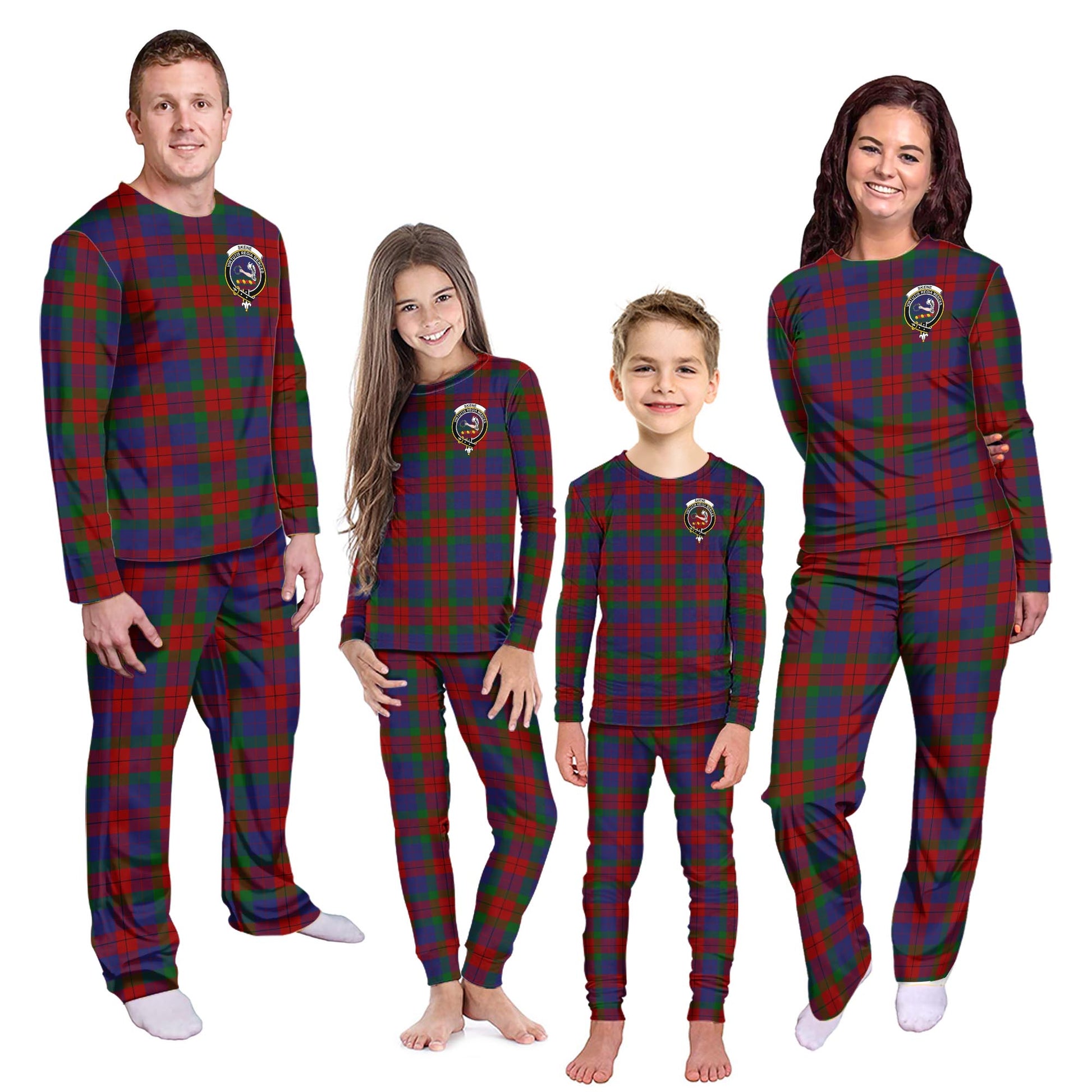 Skene of Cromar Tartan Pajamas Family Set with Family Crest - Tartanvibesclothing