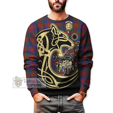 Skene of Cromar Tartan Sweatshirt with Family Crest Celtic Wolf Style