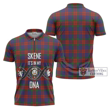 Skene of Cromar Tartan Zipper Polo Shirt with Family Crest DNA In Me Style