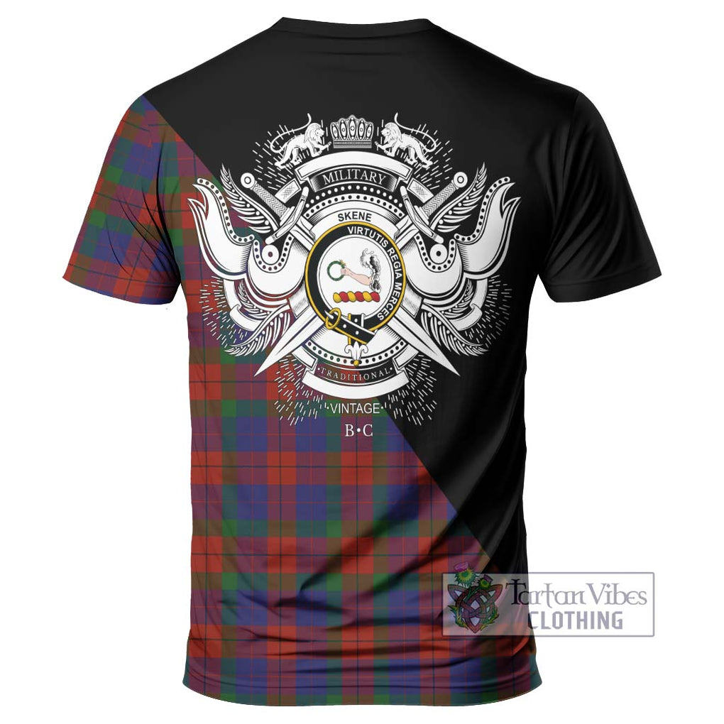 Skene of Cromar Tartan T-Shirt with Family Crest and Military Logo Style - Tartanvibesclothing Shop