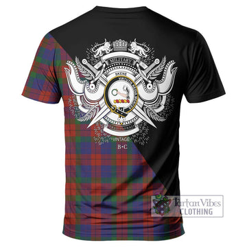 Skene of Cromar Tartan T-Shirt with Family Crest and Military Logo Style