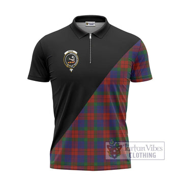 Skene of Cromar Tartan Zipper Polo Shirt with Family Crest and Military Logo Style