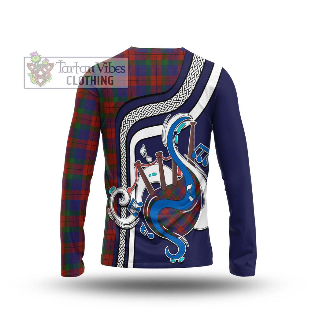 Tartan Vibes Clothing Skene of Cromar Tartan Long Sleeve T-Shirt with Epic Bagpipe Style