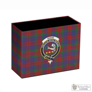 Skene of Cromar Tartan Pen Holder with Family Crest