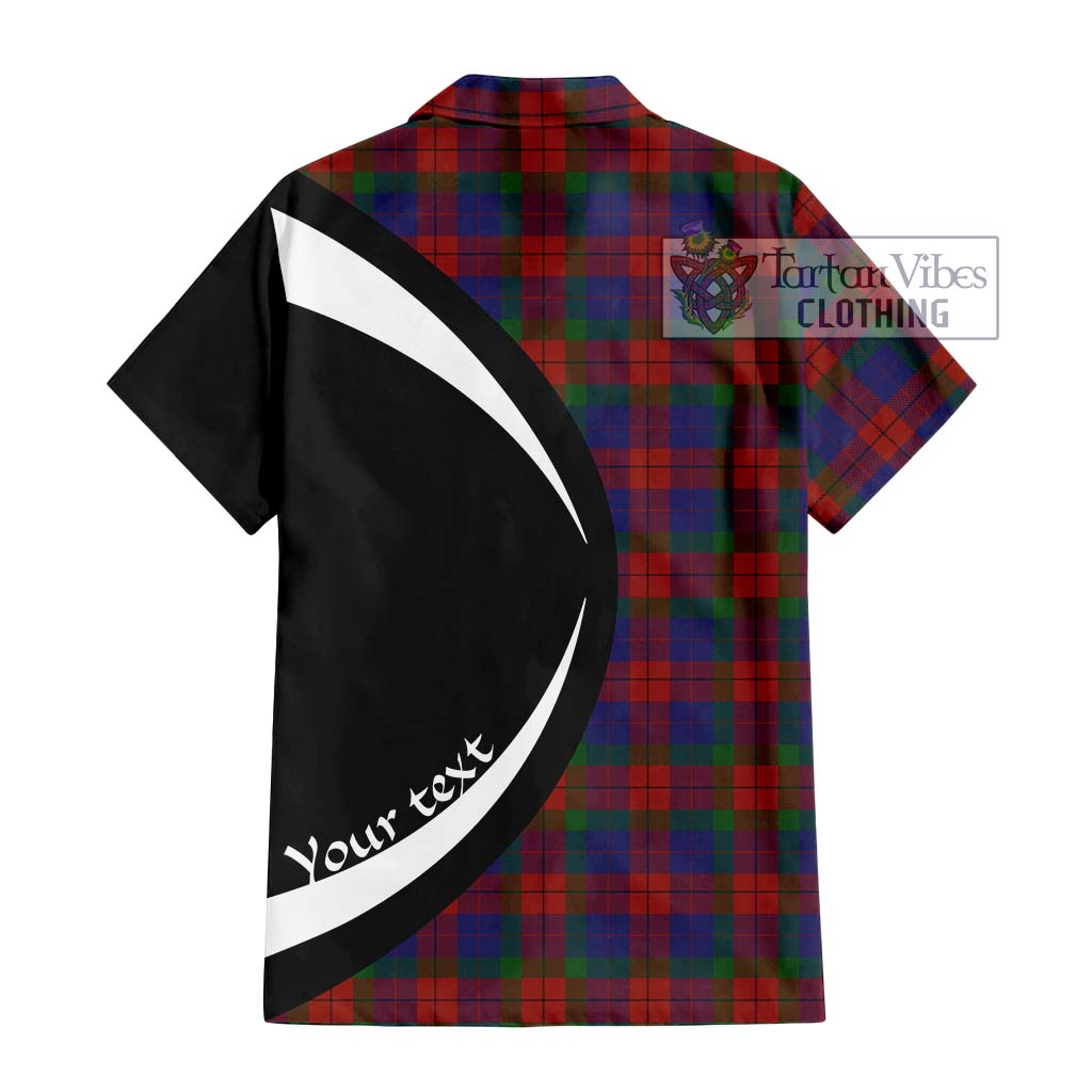 Skene of Cromar Tartan Short Sleeve Button Up with Family Crest Circle Style - Tartan Vibes Clothing