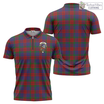 Skene of Cromar Tartan Zipper Polo Shirt with Family Crest