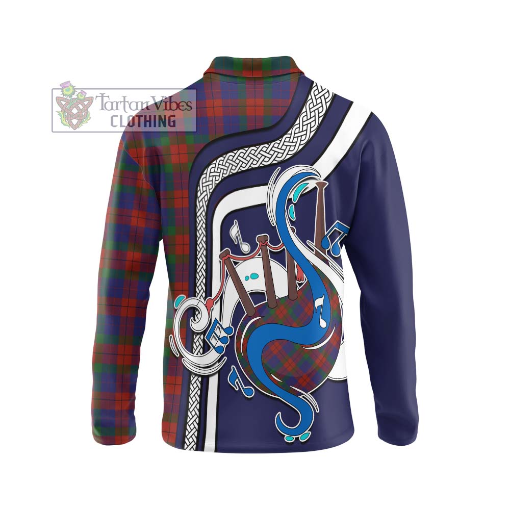 Tartan Vibes Clothing Skene of Cromar Tartan Long Sleeve Polo Shirt with Epic Bagpipe Style