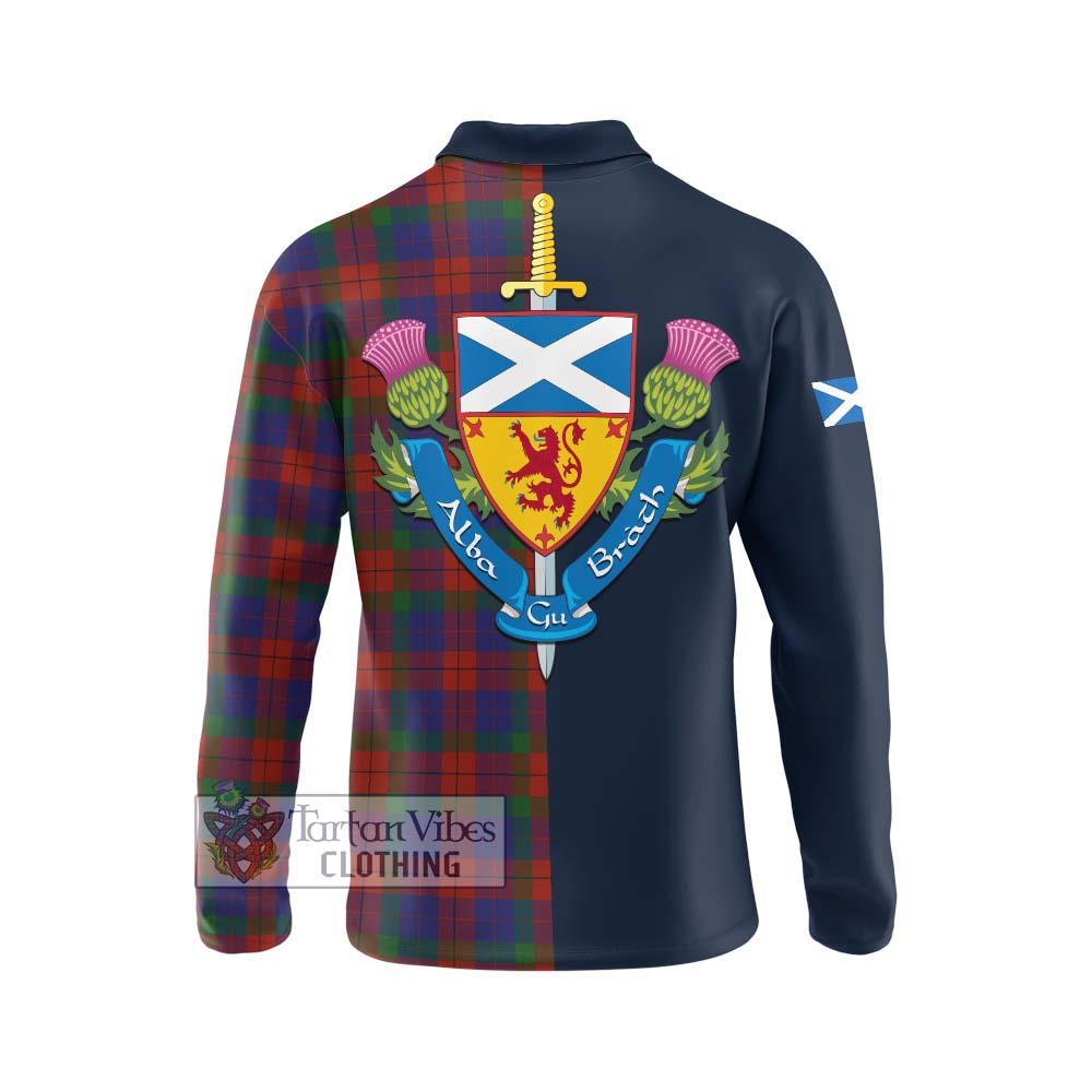 Tartan Vibes Clothing Skene of Cromar Tartan Long Sleeve Polo Shirt with Scottish Lion Royal Arm Half Style