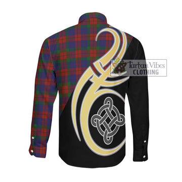 Skene of Cromar Tartan Long Sleeve Button Shirt with Family Crest and Celtic Symbol Style