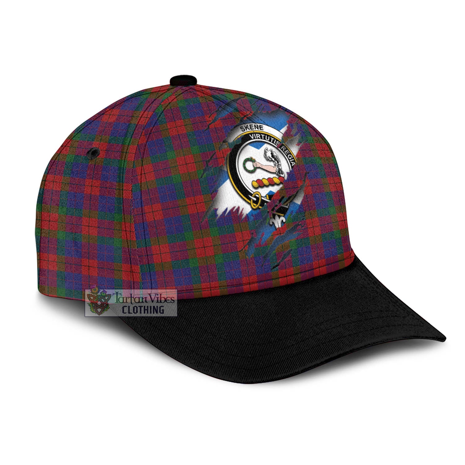 Tartan Vibes Clothing Skene of Cromar Tartan Classic Cap with Family Crest In Me Style