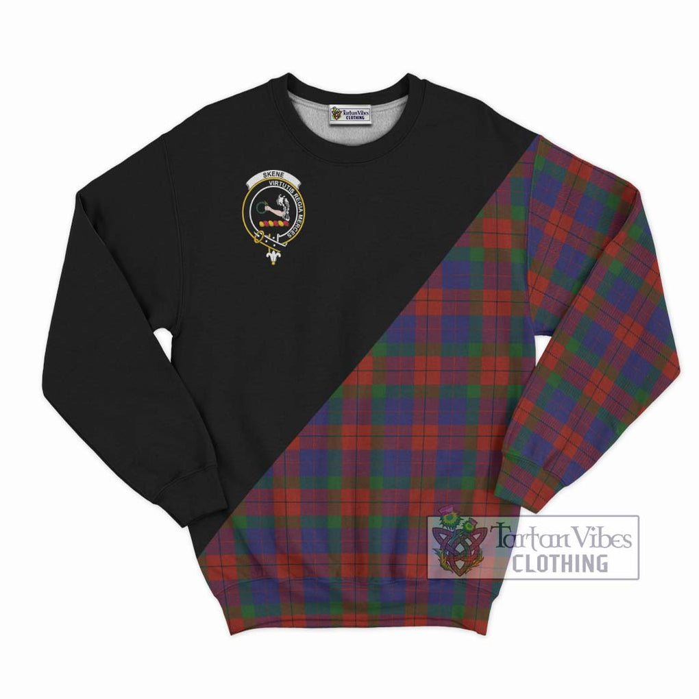 Skene of Cromar Tartan Sweatshirt with Family Crest and Military Logo Style - Tartanvibesclothing Shop