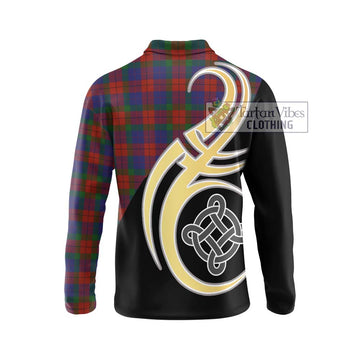 Skene of Cromar Tartan Long Sleeve Polo Shirt with Family Crest and Celtic Symbol Style