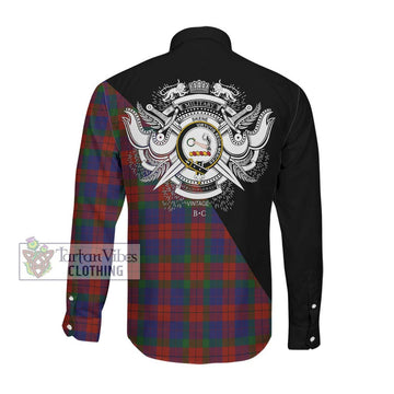 Skene of Cromar Tartan Long Sleeve Button Shirt with Family Crest and Military Logo Style