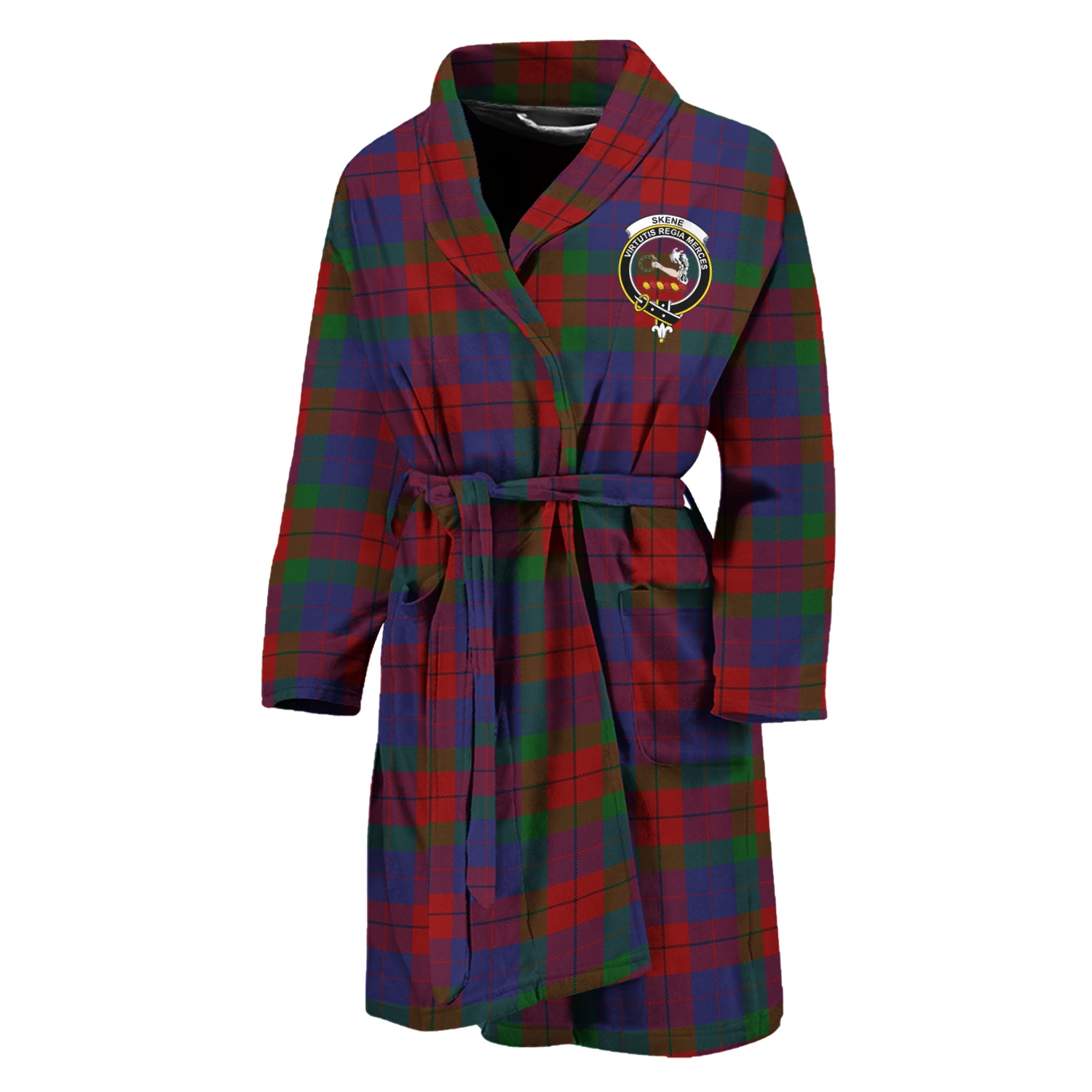 Skene of Cromar Tartan Bathrobe with Family Crest Unisex M - Tartan Vibes Clothing