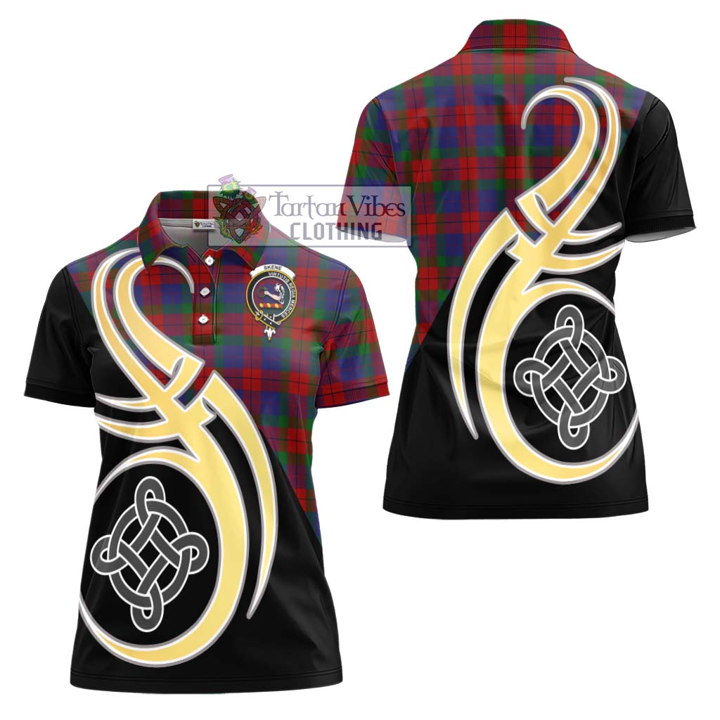 Skene of Cromar Tartan Women's Polo Shirt with Family Crest and Celtic Symbol Style - Tartan Vibes Clothing