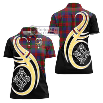 Skene of Cromar Tartan Women's Polo Shirt with Family Crest and Celtic Symbol Style