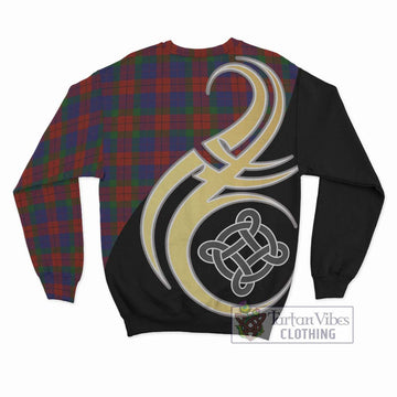 Skene of Cromar Tartan Sweatshirt with Family Crest and Celtic Symbol Style