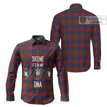 Skene of Cromar Tartan Long Sleeve Button Shirt with Family Crest DNA In Me Style