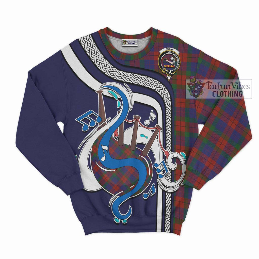 Tartan Vibes Clothing Skene of Cromar Tartan Sweatshirt with Epic Bagpipe Style