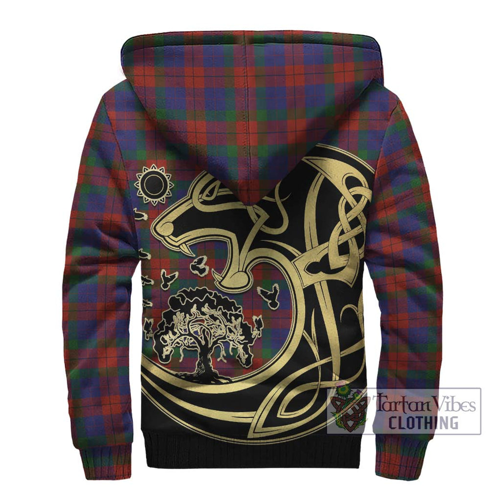 Skene of Cromar Tartan Sherpa Hoodie with Family Crest Celtic Wolf Style - Tartan Vibes Clothing