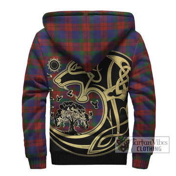 Skene of Cromar Tartan Sherpa Hoodie with Family Crest Celtic Wolf Style