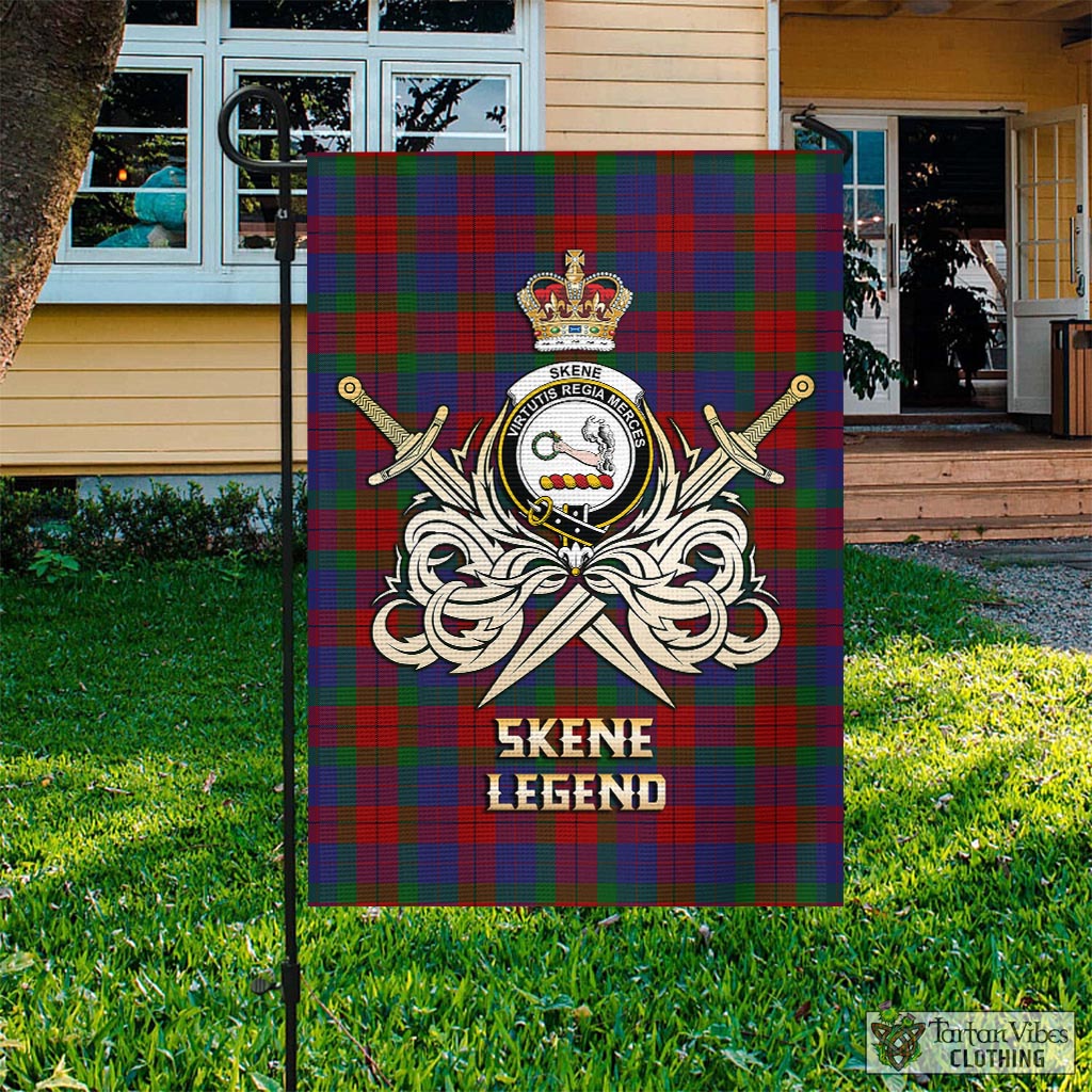 Tartan Vibes Clothing Skene of Cromar Tartan Flag with Clan Crest and the Golden Sword of Courageous Legacy