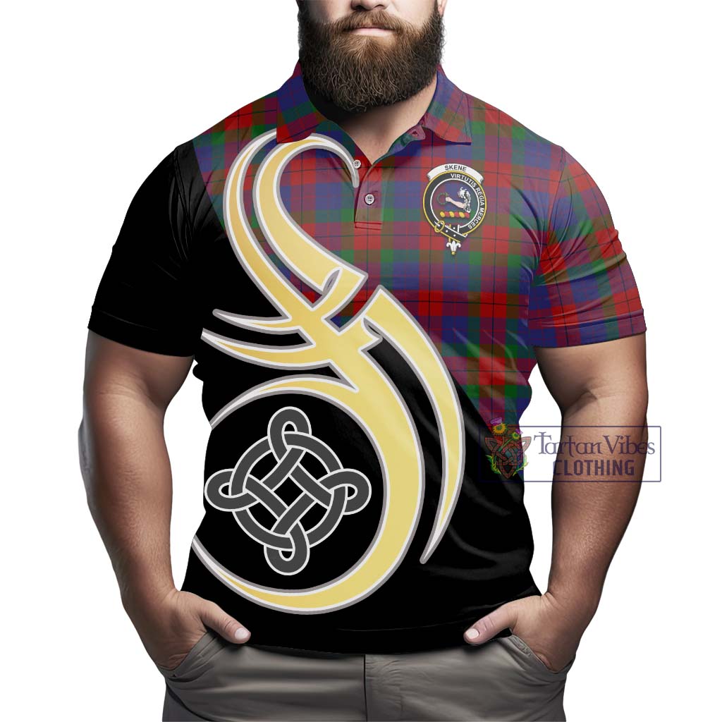 Tartan Vibes Clothing Skene of Cromar Tartan Polo Shirt with Family Crest and Celtic Symbol Style