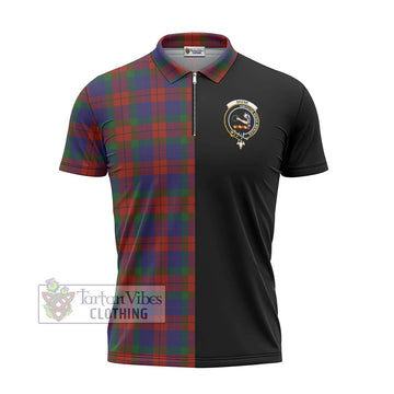 Skene of Cromar Tartan Zipper Polo Shirt with Family Crest and Half Of Me Style