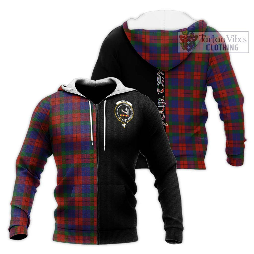 Skene of Cromar Tartan Knitted Hoodie with Family Crest and Half Of Me Style Unisex Knitted Zip Hoodie - Tartanvibesclothing Shop